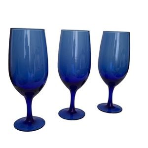 Vintage Luminarc France Cobalt Blue Wine/Water/ Drinking Glasses
